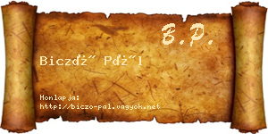 Biczó Pál névjegykártya